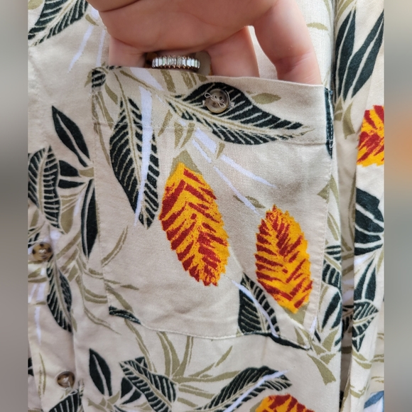 💙🩵💙Puritan mens xl button up short sleeve Hawaiian tropical top shirt - Picture 7 of 7